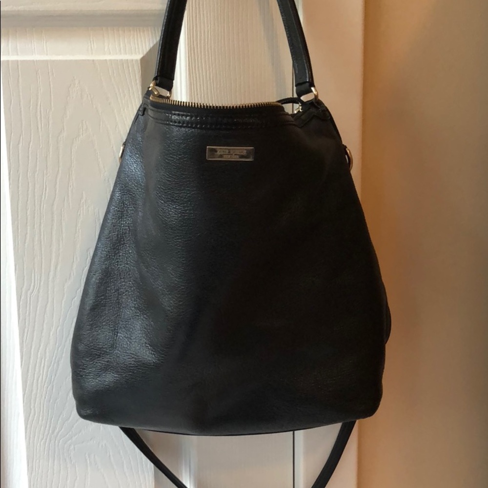 Kate spade black leather shoulder bag w/ strap